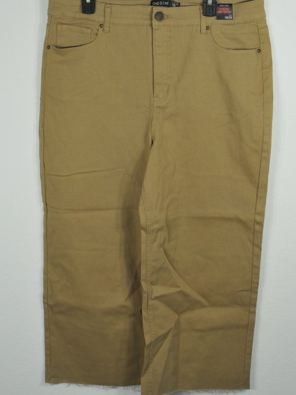 One 5 one Women's Jeans 16/33 high rise crop wide leg kakis NWT